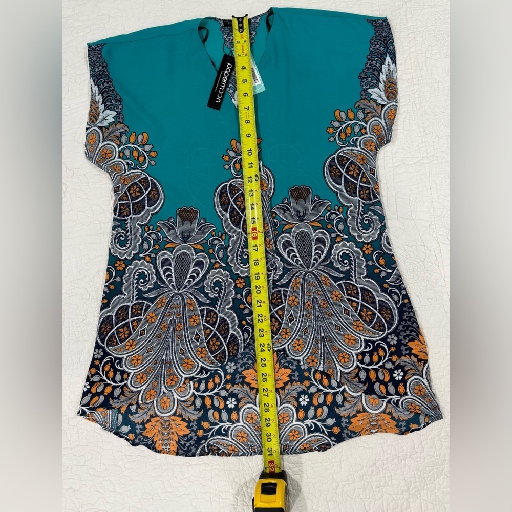 PAPERMOON Womens Teal Green Caputo Kimono Size M - Picture 5 of 10